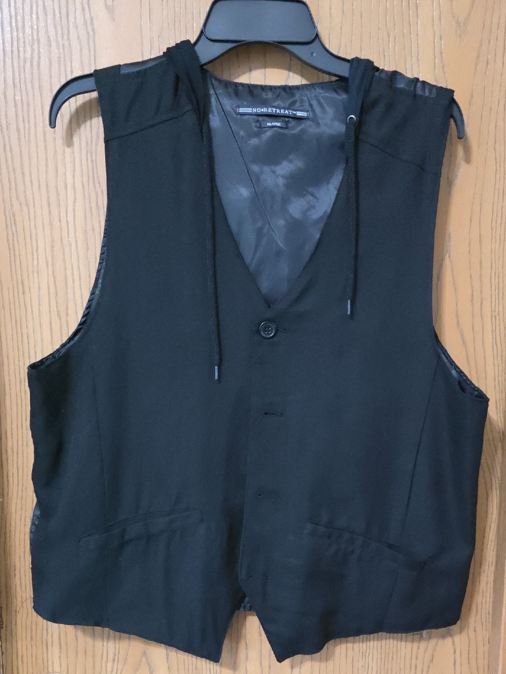No Retreat Black Hooded Vest - Men's Stylish Layering Piece